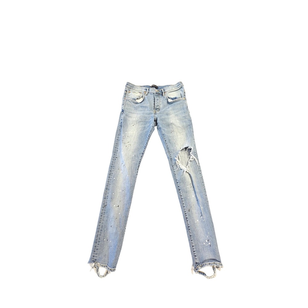 Purple‎ Brand Light Wash Paint Splatter Distressed Raw Hem Denim Jeans 31